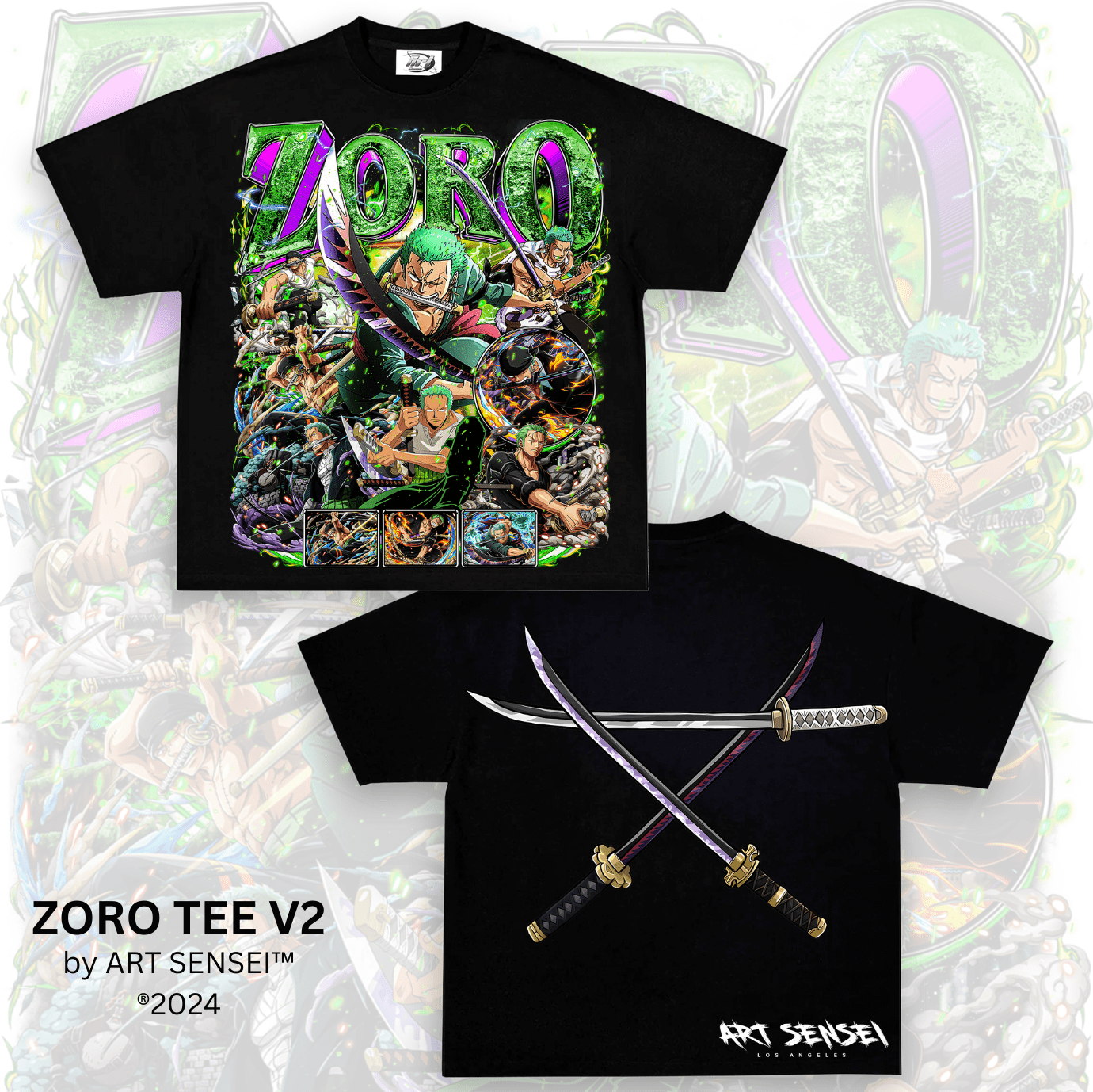 Art Sensei BLACK / S ZORO TEE V2 DOUBLE SIDE PRINT