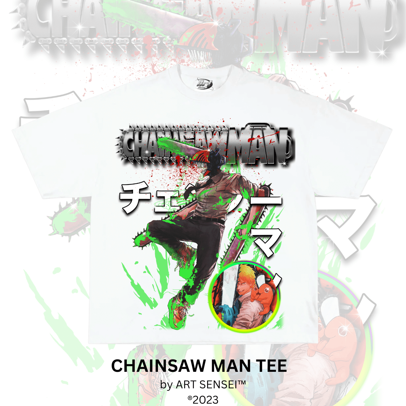 Art Sensei WHITE / S CHAINSAW MAN TEE (B)